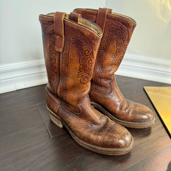 Vintage tooled leather cowgirl western boots 11 - Picture 4 of 8